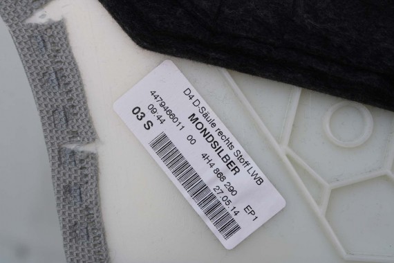 AUDI A8 SŁUPEK D TAPICERKA LISTWA 4H4867289 4H4867290 D4 poszycie EP1 srebrny 4H4867289D 4H4867290D 4H4867289H 4H4867290H LONG