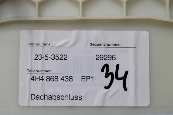 AUDI A8 LONG WYKOŃCZENIE PODSUFITKI 4H4868438 4H4 868 438 słupek 4H d4 poszycie górne EP1 srebrny 4H4868438 4H4868438 4H4868438