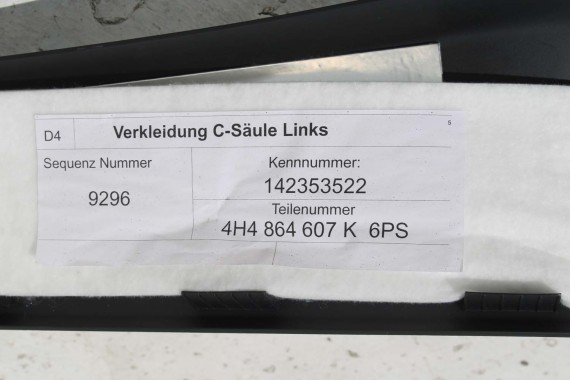 AUDI A8 LISTWA PROGOWA 4H4864607K 4H4864608K WEWNĘTRZNA SŁUPEK C dolny PODŚWIETLANA 4H4864607Q 4H4864608Q 4H D4 6PS - soul czerń