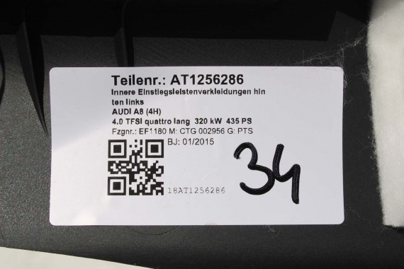 AUDI A8 LISTWA PROGOWA 4H4864607K 4H4864608K WEWNĘTRZNA SŁUPEK C dolny PODŚWIETLANA 4H4864607Q 4H4864608Q 4H D4 6PS - soul czerń