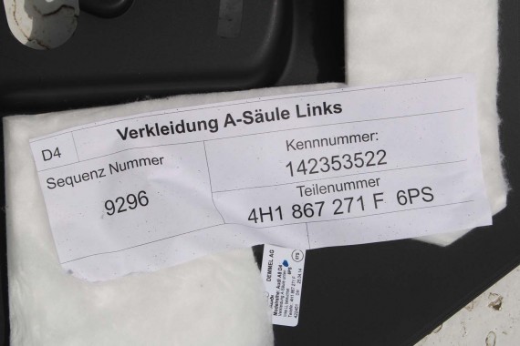 AUDI A8 LISTWA PROGOWA 4H1867271F 4H1867272F WEWNĘTRZNA SŁUPEK A dolny podświetlana 4H1867271M 4H1867272M 4H1867271C 4H1867272C