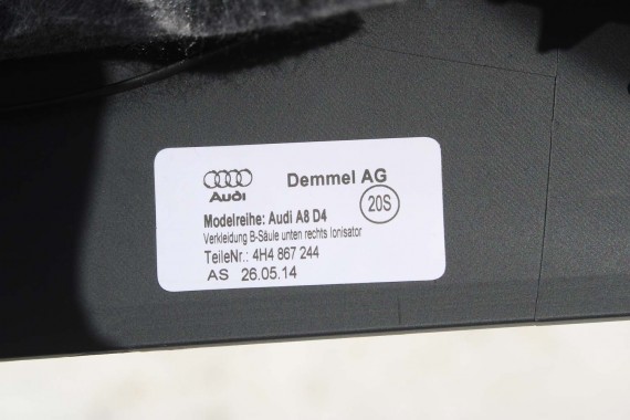 AUDI A8 POSZYCIE SŁUPKA B 4H0867243H 4H0867244H 4H0867285 4H0867286 4H D4 słupek OSŁONA dolne 4H0867243A 4H0867244A 4H0867243