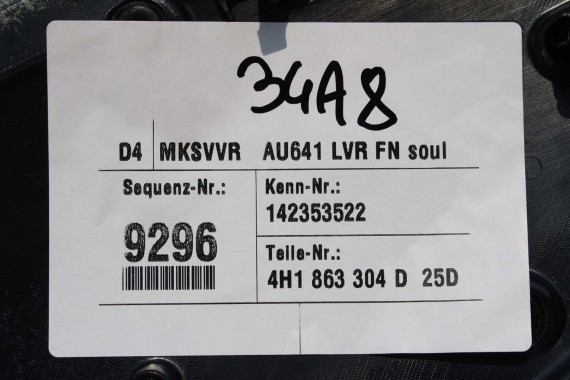 AUDI A8 WYKOŃCZENIE TUNELU ŚRODKOWEGO 4H1863303D 4H1863304D 4H1863303G 4H1863304G 4H1 863 303 D 4H 25D - czarny 4H1863303D