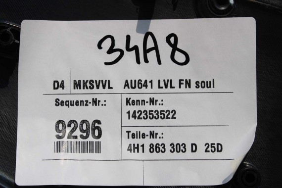 AUDI A8 WYKOŃCZENIE TUNELU ŚRODKOWEGO 4H1863303D 4H1863304D 4H1863303G 4H1863304G 4H1 863 303 D 4H 25D - czarny 4H1863303D