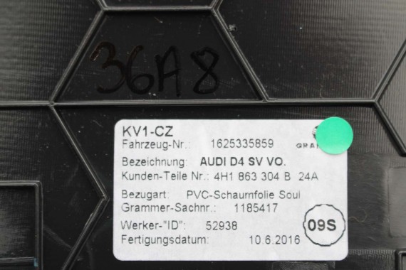 AUDI A8 WYKOŃCZENIE TUNELU ŚRODKOWEGO 4H1863303B 4H1863304B 4H1863303E 4H1863304E 4H1 863 303 B 4H 25D - czarny 4H1863303E