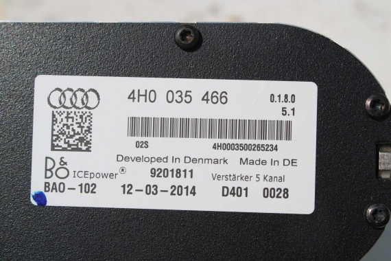AUDI A8 GŁOŚNIKI GŁOŚNIK + WZMACNIACZ 4H0035466 4H0035465B 4H0035465 BANG & OLUFSEN 4H0035361A 4H4035307 4H0035621A 4H1035825