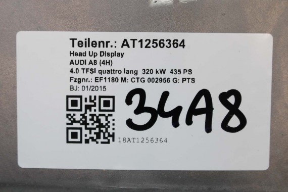 AUDI A8 PROJEKTOR HEAD UP DISPLAY 4H0919617 HeadUp RZUTNIK 4H0 919 617 HUD EUROPA MULTIFUNKTIONSDISPLAY 4H0919617 4H0919617