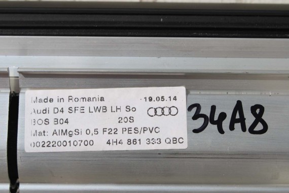AUDI A8 LONG ROLETA ELEKTRYCZNA DRZWI 4H 4H4861333 4H4861334 4H4861333 D4 QBC 4H4861333 4H4861334 4H0861963 4H0861964 4H4861333