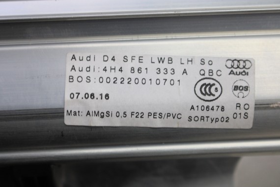 AUDI A8 LONG ROLETA ELEKTRYCZNA DRZWI 4H 4H4861333 4H4861334 4H4861333 D4 QBC 4H4861333 4H4861334 4H0861963 4H0861964 4H4861333
