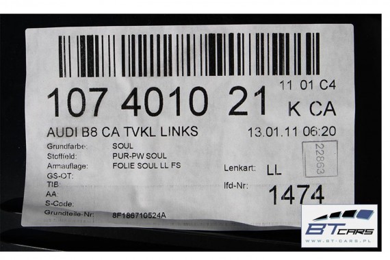 AUDI A5 CABRIO BOCZEK BOCZKI DRZWI drzwiowe tapicerka skóra czarny 8F1867103 8F1867105 8F0867043 8F0867044 8F1867104 8F1867106