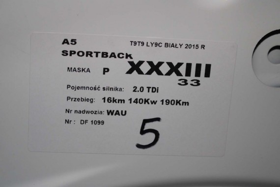 AUDI A5 LIFT PRZÓD 8T LY9C maska błotniki zderzak przedni błotnik T9T9 FL S-LINE 8T0823029 8T0821105 8T0821106 8T0853651 T9 Y9C