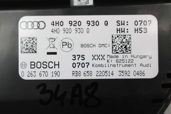 AUDI A8 LIFT ZEGARY 4H0920930Q LICZNIK 4H0920930Q BENZYNA 4H D4 ACC 4H0920930Q 0263670190 4H0920930Q 4H0920930Q 4H0920930Q FL