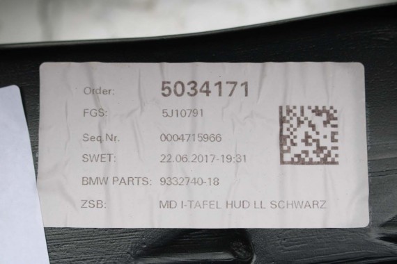 BMW X1 X2 F48 F39 KONSOLA PULPIT DESKA ROZDZIELCZA KOKPIT PULPIT 9332740 czarna 2566133 9332740 9332740 9332740 9332740 9332740