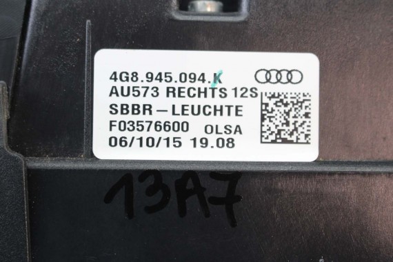 AUDI A7 TYŁ ZDERZAK TYLNY KLAPA BAGAŻNIKA 4G 4G8 LAMPY W1W1 LX5R Niebieski FL LIFT tylna zderzak klapa lampa led ledy