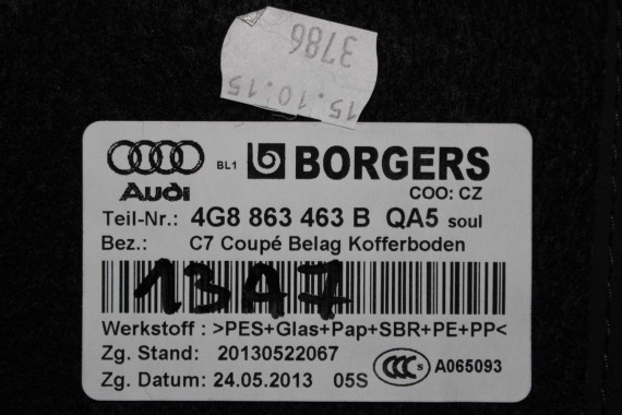 AUDI A7 BOCZEK + DYWAN BAGAŻNIKA 4G8863887C 4G8863888C 4G8863463B 4G8 boczki bagażnik tapicerka 4G8863887B 4G8863888B 4G8863463