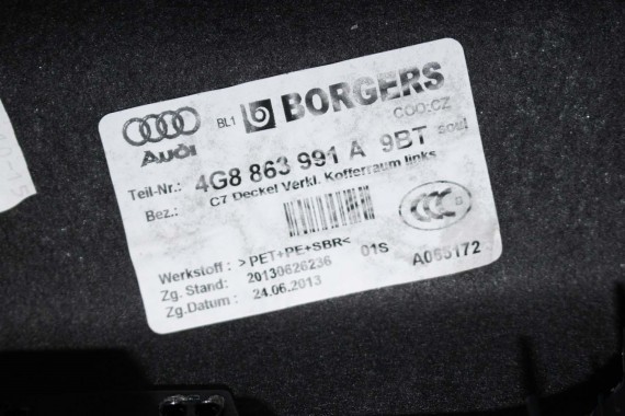 AUDI A7 BOCZEK + DYWAN BAGAŻNIKA 4G8863887C 4G8863888C 4G8863463B 4G8 boczki bagażnik tapicerka 4G8863887B 4G8863888B 4G8863463