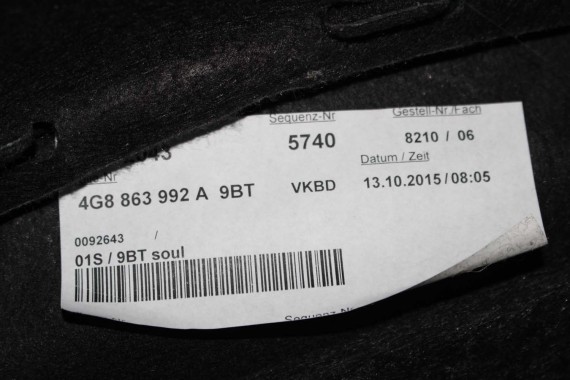 AUDI A7 BOCZEK + DYWAN BAGAŻNIKA 4G8863887C 4G8863888C 4G8863463B 4G8 boczki bagażnik tapicerka 4G8863887B 4G8863888B 4G8863463