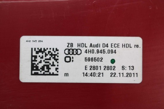 AUDI A8 LAMPY LED TYŁ 4H0945095 4H0945096 4H0945095 4H0945096 lampa tylna D4 4H0 945 093 4H0945093 4H0945094 4H0945095 4H0945096
