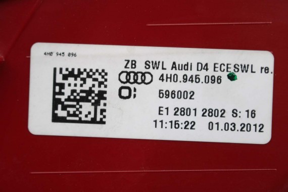 AUDI A8 LAMPY LED TYŁ 4H0945095 4H0945096 4H0945095 4H0945096 lampa tylna D4 4H0945093 4H0945094 4H0945095 4H0945096 4H0945095