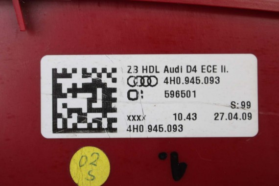 AUDI A8 LAMPY LED TYŁ 4H0945095 4H0945093 4H0945094 4H0945095 lampa tylna D4 4H0945093 4H0945093 4H0945094 4H0945095 4H0945095