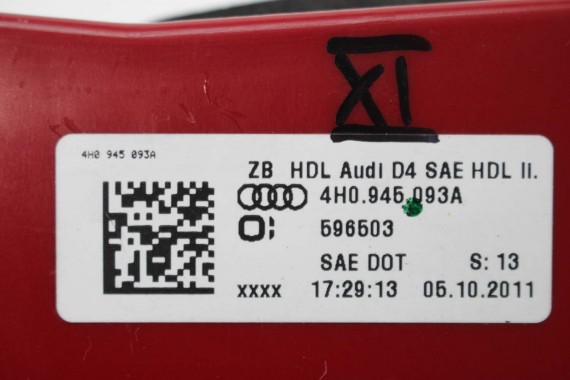 AUDI A8 LAMPA TYŁ TYLNA 4H0945093A 4H0945094A d4 4H0 945 093 klapy 4H USA 4H0945093E 4H0945094E 4H0945093A 4H0945094A 4H0945093A