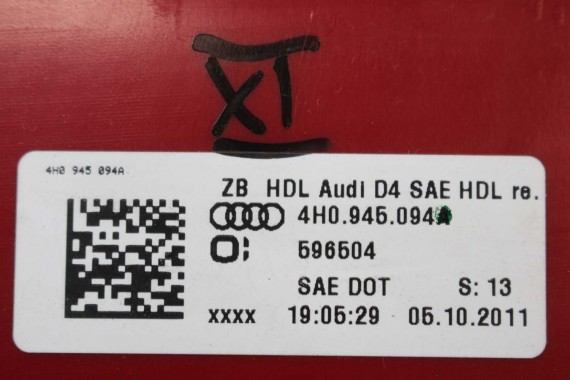 AUDI A8 LAMPA TYŁ TYLNA 4H0945093A 4H0945094A d4 4H0 945 093 klapy 4H USA 4H0945093E 4H0945094E 4H0945093A 4H0945094A 4H0945093A