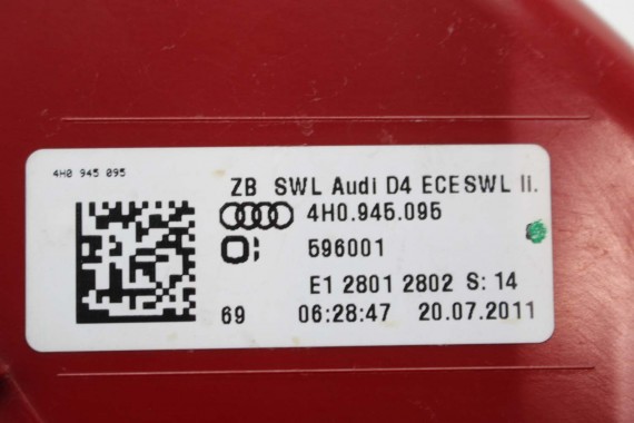 AUDI A8 LAMPA TYŁ TYLNA W BŁOTNIK 4H0945095 4H0945096 4H 4H0 945 095 błotnika EUROPA 4H0945095 4H0945096 4H0945095D 4H0945096D