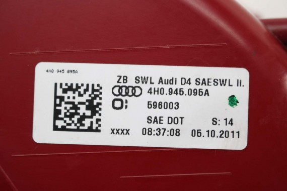 AUDI A8 LAMPA TYŁ TYLNA 4H0945095A 4H0945096A 4H0945093 4H0945094 d4 4H0 945 095 USA 4H0945095E 4H0945096E błotnika 4H0945095A