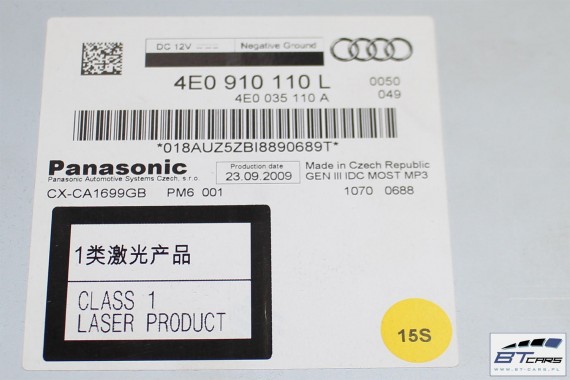 AUDI A4 A5 A6 A8 Q5 Q7 ZMIENIARKA CD 4E0910110L 4E0035110A mp3 4E0910110L 4E0035110A 4E0910110 4E0035110 4E0910110L 4E0035110A