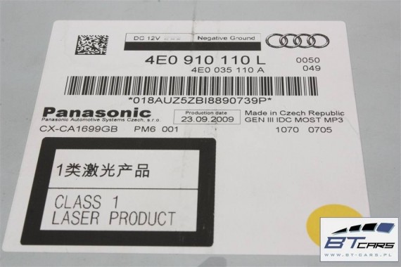 AUDI A4 A5 A6 A8 Q5 Q7 ZMIENIARKA CD 4E0910110L 4E0035110A mp3 4E0910110L 4E0035110A 4E0910110 4E0035110 4E0910110L 4E0035110A