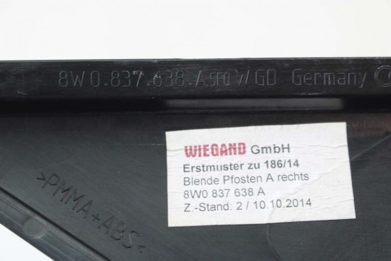 AUDI A4 8W  LISTWA DRZWI 8W0837902 8W0839902 8W0837638A drzwiowa przód przednia SŁUPEK B 8W0837902A