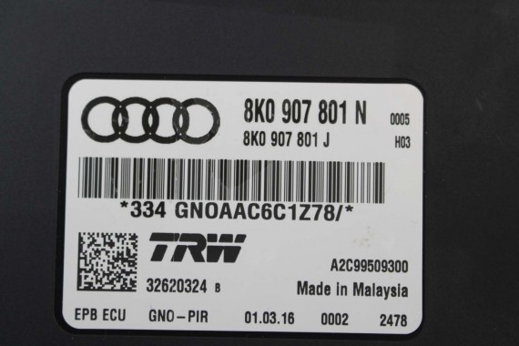 AUDI A4 A5 Q5 MODUŁ STEROWNIK HAMULCA EPB 8K0907801N 8K0907801J 8K0 907 801 PARKOWANIA 8K 8T 8K0907801M 8K0907801P FL 8K0907801N