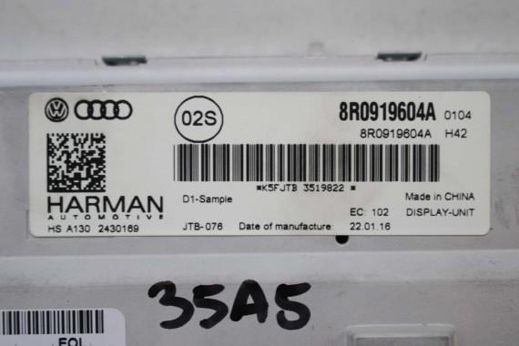 AUDI A4 A5 Q5 A6 Q7 MONITOR LCD MMI 8R0919604A 8R0 919 604 ekran wyświetlacz 8R0919604 8F0919604 4F0919604 8R0919604A 8R0919604
