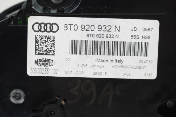 AUDI A5 ZEGAR LICZNIK ZEGARY DIESEL 8T0920932N 8T0 920 932 N prędkościomierz wskaźnik prędkości SPORTACK FL 8T0920932N 8T0920932