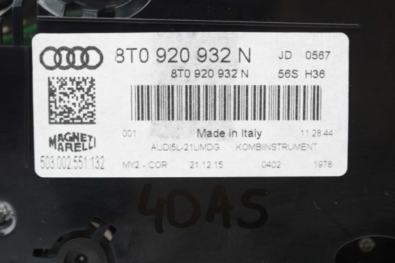 AUDI A5 ZEGAR LICZNIK ZEGARY DIESEL 8T0920932N 8T0 920 932 N prędkościomierz wskaźnik prędkości SPORTACK FL 8T0920932N 8T0920932