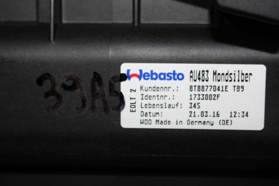 AUDI A5 SPORTBACK SZYBERDACH DACH 8T8877041E 8T8877049 8T8 877 041 E 8T FL LIFT DACH  8T8877041E 8T8877049 8T8877041E 8T8877049