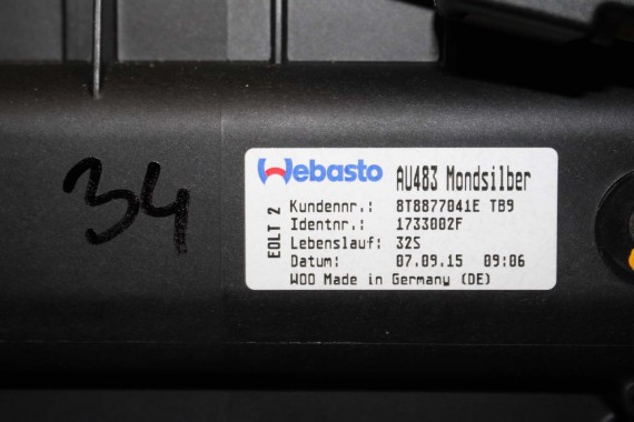 AUDI A5 SPORTBACK SZYBERDACH DACH 8T8877041E 8T8877049 8T8 877 041 E 8T FL LIFT DACH  8T8877041E 8T8877049 8T8877041E 8T8877049