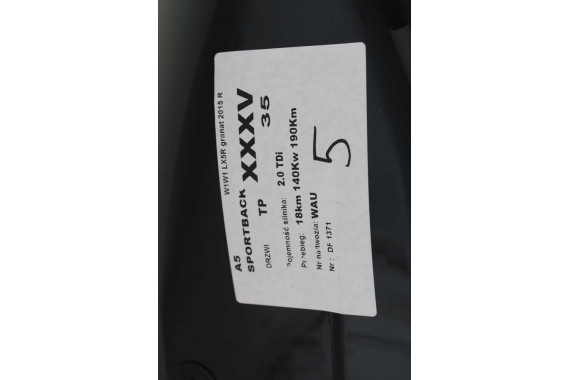 AUDI A5 SPORTBACK DRZWI PRAWE PRZÓD + TYŁ STRONA PRAWA przednie + tylne 2 sztuki 8T 8T8 W1W1 LX5R Niebieski 8T8831052 8T8833052