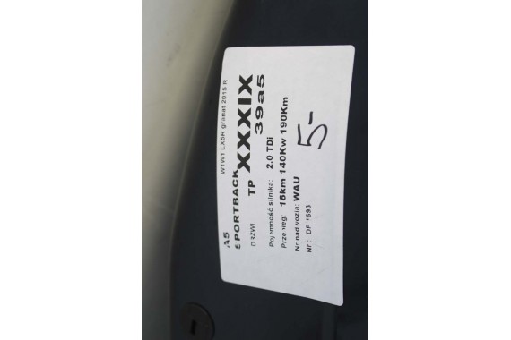 AUDI A5 SPORTBACK DRZWI PRAWE PRZÓD + TYŁ STRONA PRAWA przednie + tylne 2 sztuki 8T 8T8 W1W1 LX5R Niebieski 8T8831052 8T8833052