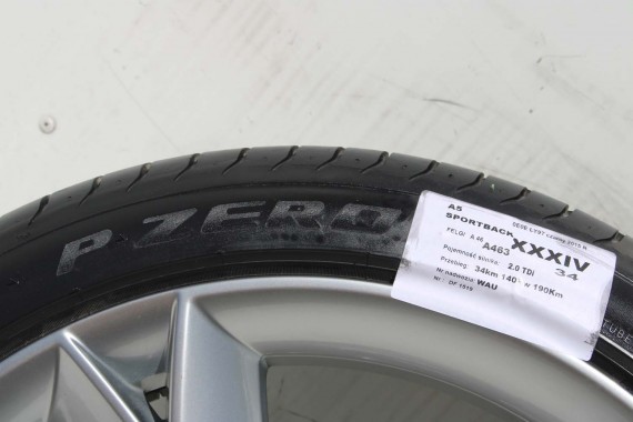 AUDI A4 A5 FELGI 19 cali OPONY KOŁA felga 8T0601025CK 8.5J*19H2 ET32 opona PIRELLI PZERO 255/35/19 96Y lato 8K B8 8T 8T0601025CK