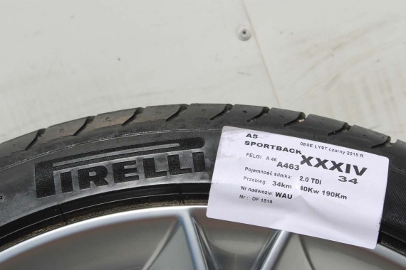 AUDI A4 A5 FELGI 19 cali OPONY KOŁA felga 8T0601025CK 8.5J*19H2 ET32 opona PIRELLI PZERO 255/35/19 96Y lato 8K B8 8T 8T0601025CK