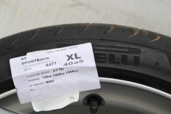 AUDI A4 A5 FELGI 19 cali OPONY KOŁA felga 8T0601025CK 8.5J*19H2 ET32 opona PIRELLI PZERO 255/35/19 96Y lato 8K B8 8T 8T0601025CK