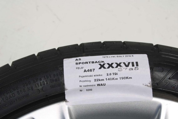 AUDI A4 A5 FELGI 18 cali OPONY KOŁA felga 8T0601025CA 8.5J*18H2 ET29 opona DUNLOP SP SPORT MAXX 245/40/18 93Y lato 8T0601025