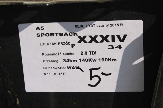 AUDI A5 LIFT PRZÓD 8T LY9T maska błotniki zderzak przedni błotnik lampy S-LINE 0E0E Czarny  8T0823029 8T0821105 8T0821106 0e Y9T