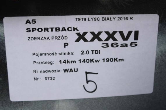 AUDI A5 LIFT PRZÓD 8T LY9C maska błotniki zderzak przedni błotnik T9T9 FL S-LINE 8T0823029 8T0821105 8T0821106 T9 8T0853651 LY9C