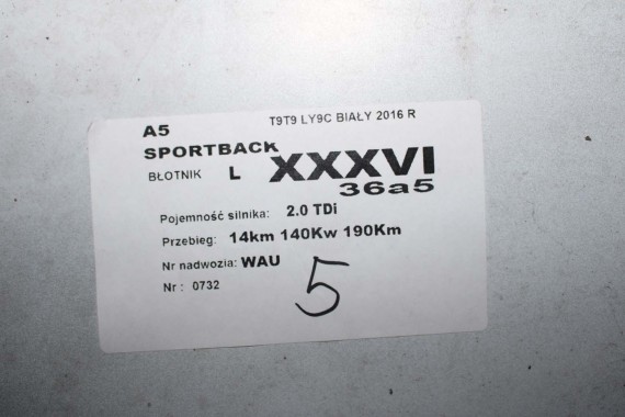AUDI A5 LIFT PRZÓD 8T LY9C maska błotniki zderzak przedni błotnik T9T9 FL S-LINE 8T0823029 8T0821105 8T0821106 T9 8T0853651 LY9C