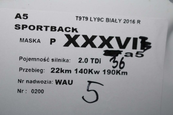 AUDI A5 LIFT PRZÓD 8T LY9C maska błotniki zderzak przedni błotnik T9T9 FL S-LINE 8T0823029 8T0821105 8T0821106 T9 8T0853651 LY9C