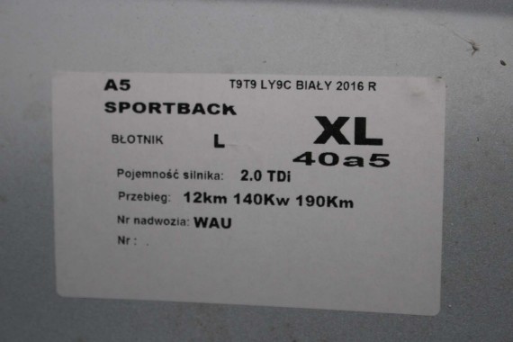 AUDI A5 LIFT PRZÓD 8T LY9C maska błotniki zderzak przedni błotnik T9T9 FL S-LINE 8T0823029 8T0821105 8T0821106 8T0853651 T9 Y9C