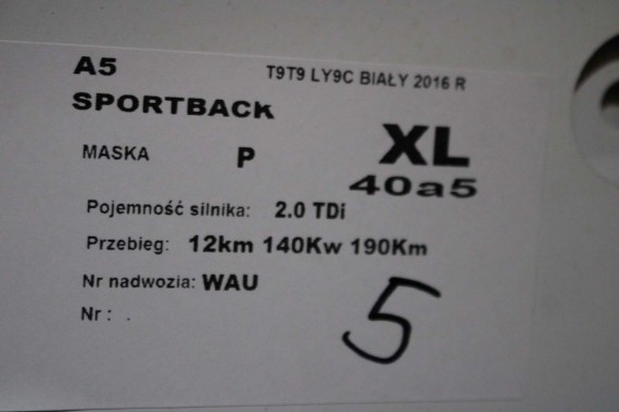 AUDI A5 LIFT PRZÓD 8T LY9C maska błotniki zderzak przedni błotnik T9T9 FL S-LINE 8T0823029 8T0821105 8T0821106 8T0853651 T9 Y9C