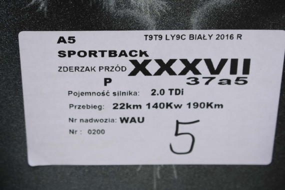 AUDI A5 LIFT PRZÓD 8T LY9C maska błotniki zderzak przedni błotnik T9T9 FL 8T0823029 8T0821105 8T0821106 8T0853651 T9 Y9C LY9C